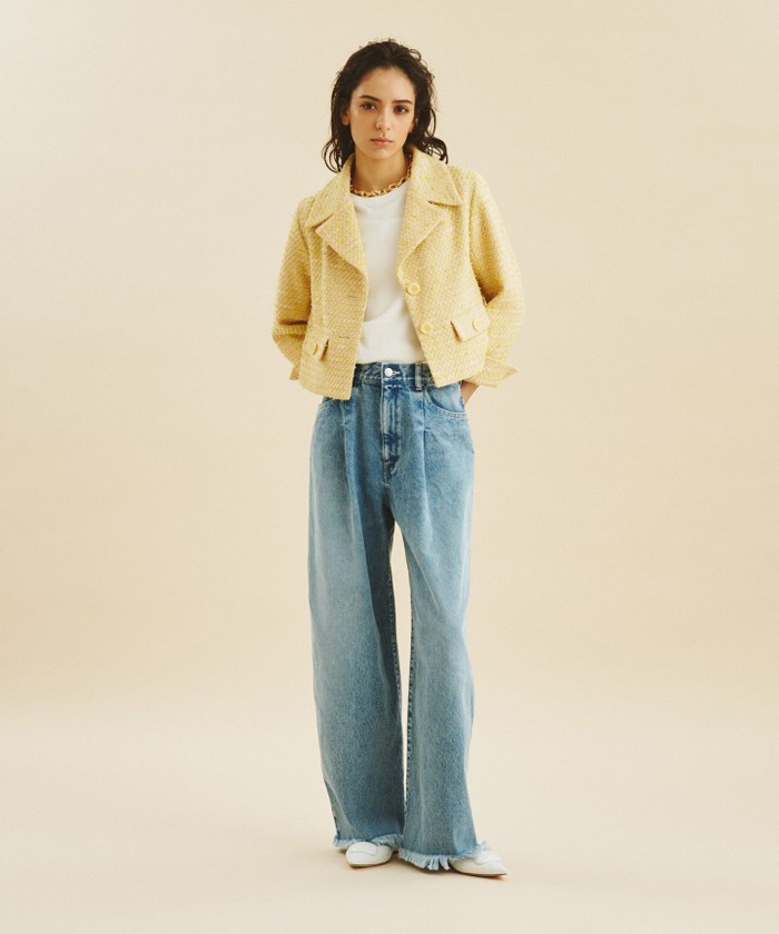 GRACE CONTINENTAL リボンヤーンツイードコート / 36