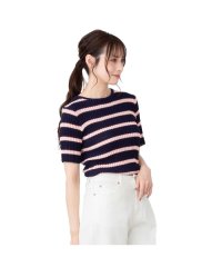 MAC HOUSE(women)/NAVY ネイビー タックリブボーダーニットTシャツ N23－2－23082/505216989