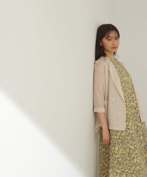 シアーダブルジャケット(505220797) ナチュラルビューティーベーシック(NATURAL BEAUTY BASIC) d fashion ナチュラルビューティーベーシック ノーカラージャケット 薄手 Lサイズ