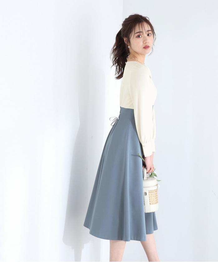セール 50%OFF】レースアップフレアーワンピース(505220817