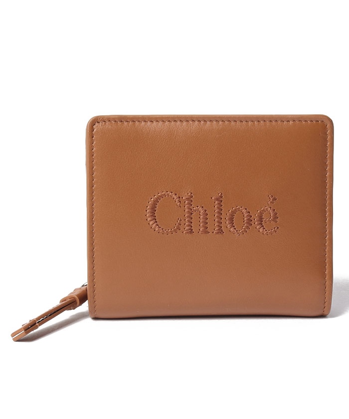 クロエ Chloe チェーン コンパクト ウォレット 2つ折り財布 レザー レッド