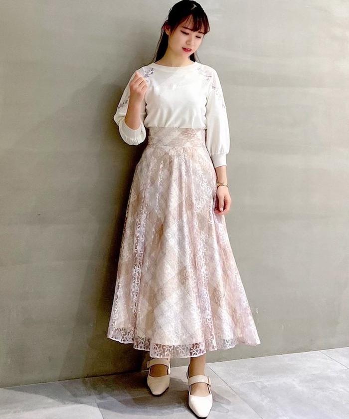 セール 30%OFF】レース×チェックバックレースアップスカート