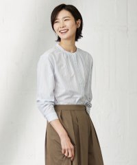 J.PRESS LADIES（LARGE SIZE）/ストライプジャージー バンドカラー カットソー/505174730