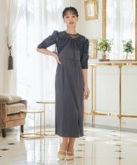 niana/niana ニアナ 結婚式 ワンピース パーティードレス ボレロ キャミワンピ 2点セット スパンコール レース チュール サテン 羽織 ショート丈 リボン ロ/505230118