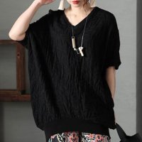 Sawa a la mode/サワアラモード Sawa a la mode レディーストップス ドルマン 綿 ニット 半袖 ブラック ベージュ/505230720