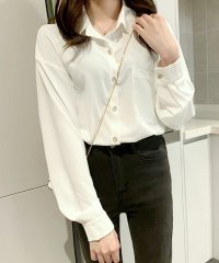 Amulet/長袖シンプルシャツ ブラウス レディース オフィス カジュアル 韓国 韓国ファッション 春 秋服 夏服 20代 30代 無地 長袖/505232602