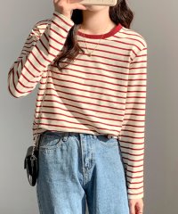 Amulet/アミュレット Amulet ボーダーロングTシャツ ロンT レディース カジュアル 10代 20代 30代 韓国ファッション 韓国 長袖 春 秋服 夏服 可愛い/505232620