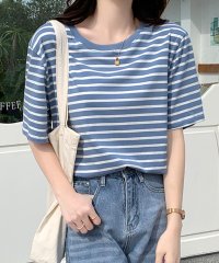 Amulet/アミュレット Amulet ボーダー半袖Tシャツ レディース カジュアル 10代 20代 30代 韓国ファッション 韓国 春 秋服 夏服 可愛い シンプル 着回/505232621
