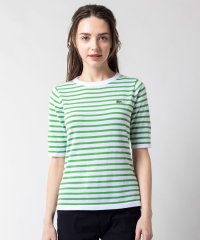 LACOSTE/UVカット 吸水速乾 ウォッシャブル COOLMAX クールマックス ボーダーニット半袖Tシャツ/505172318