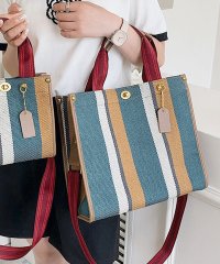 ninon/【2size展開】【3way】レトロストライプキャンバストートバッグ/ショルダーバッグ/505235332