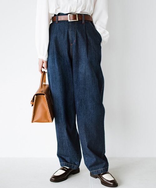 refined works デニムテーパードパンツ(505221470) ハコ(haco!) d fashion ベルト 3本セット 革 布 ビス ハート デニム