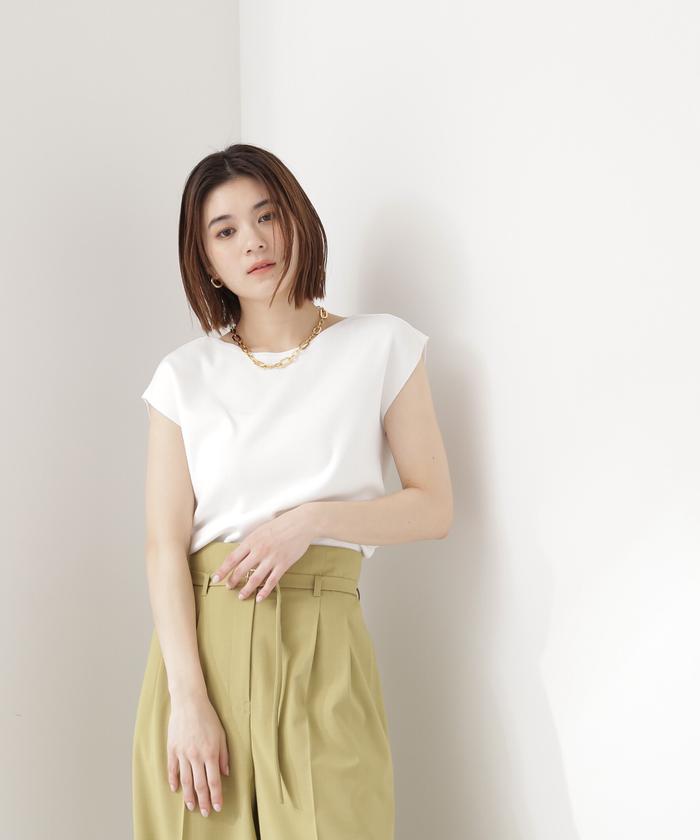 国内最安値! 総針フレンチスリーブニット>ボートネック(505234785 服&ファッション小物