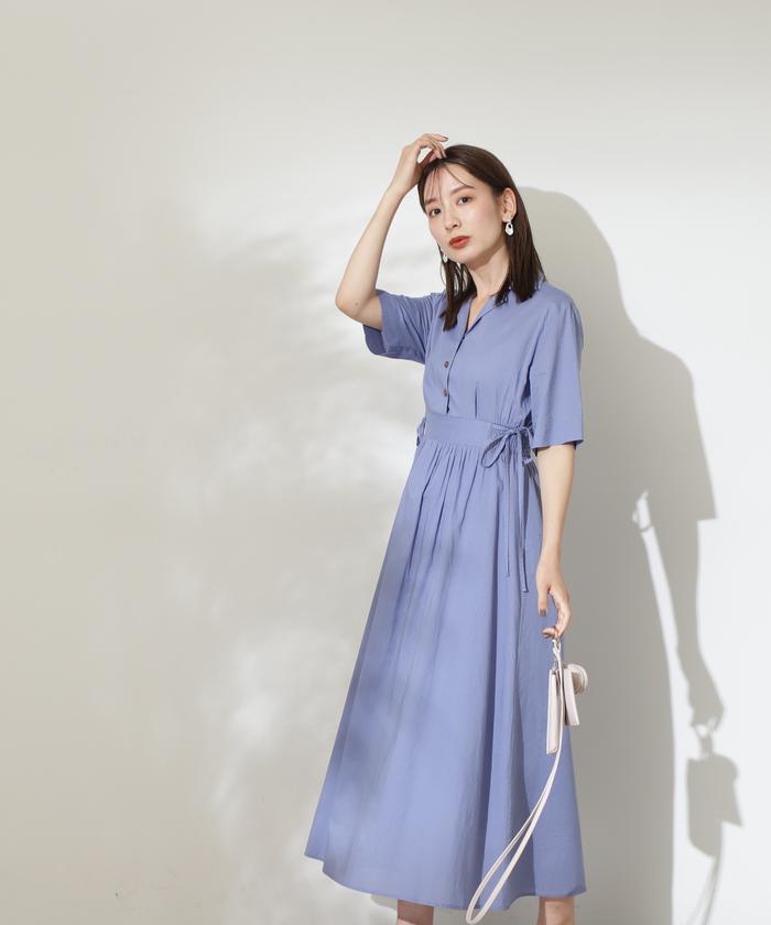 セール 40%OFF】コットンボイル開襟シャツワンピース《S Size