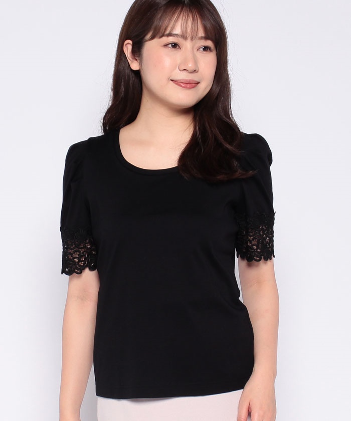 クーポン】【セール 30%OFF】レーススリーブ カットソー