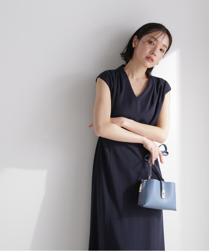 セール 50%OFF】Vネックドレープタックワンピース(505236896