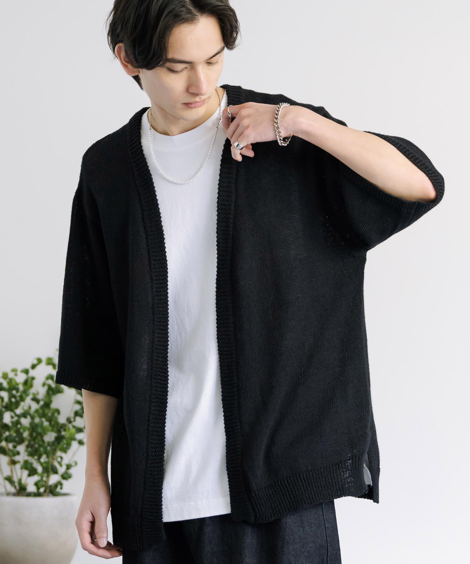 ロッキーモンロー Rocky Monroe ニットカーディガン 半袖 メンズ