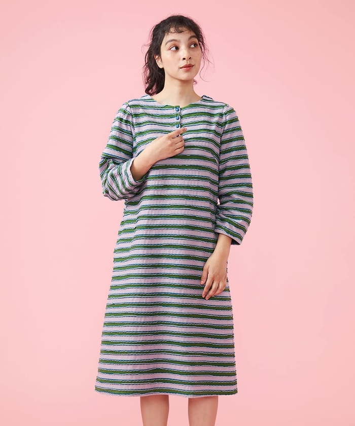 ホコモモラ40 ワンピワンピースボーダー水玉黒