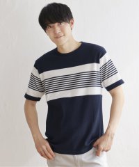 ikka/パイナップルパネルボーダーTシャツ/505007840