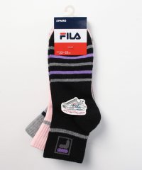 FILA socks Ladies/Fボックスロゴ ボーダーショートリブソックス 3足組 レディース/505239191