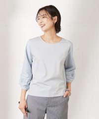 J.PRESS LADIES（LARGE SIZE）/コンビジャージー ギャザースリーブ カットソー/505243747