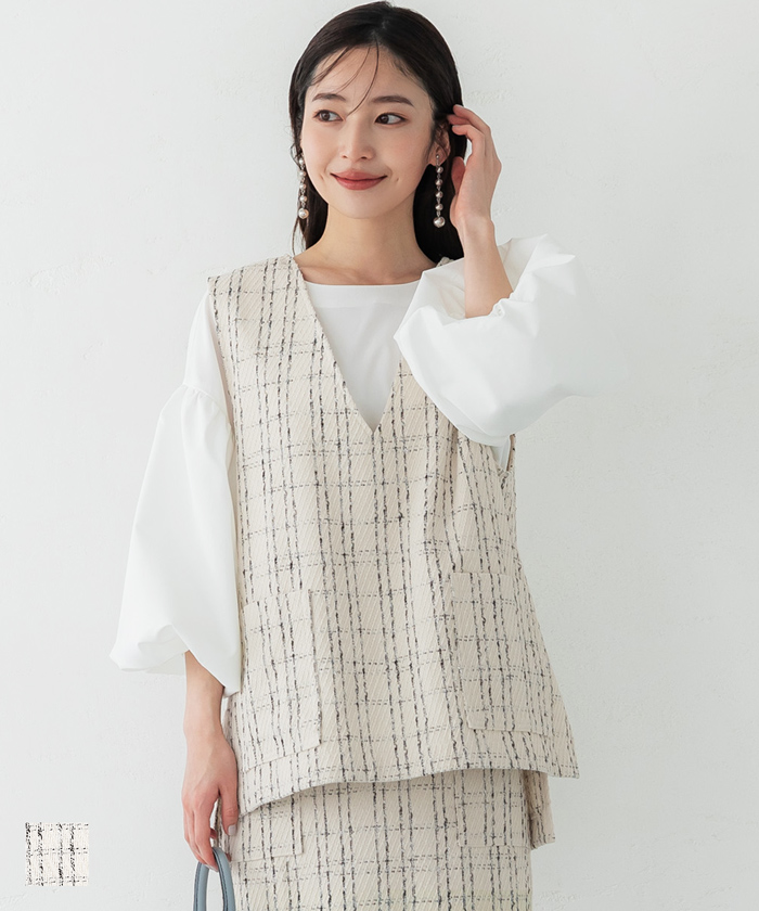 maisondeDolce. キャンディツイードベスト candy tweed vest/white | maison de Dolce.