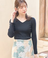 tocco closet/袖口パール付きVネックリブニットプルオーバー/505208723