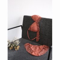 Mon cher pigeon*/モンシェルピジョン Mon cher pigeon* 【2点セット ノンワイヤー】ビターシアー ブラレット ショーツ セット S M LL 総レース【返品不可商/505243608