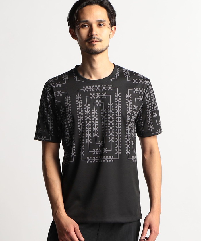新入荷 Admiral Tシャツ 半袖 黒 白 幾何学模様 ウェア