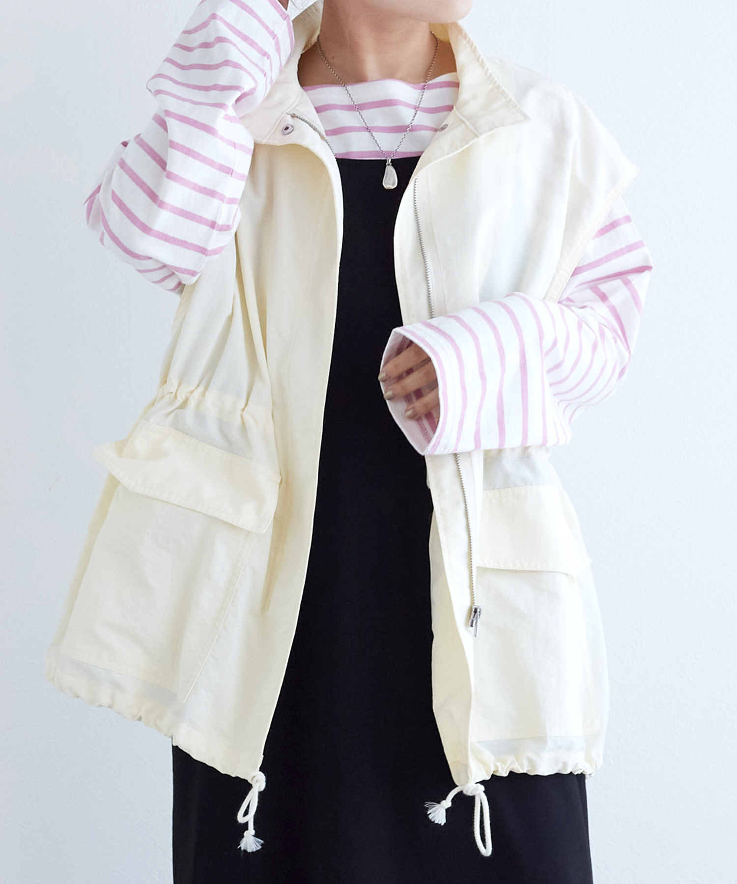 w closet 転がら ハイネック ミリタリーベスト