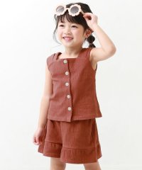 devirock/【セットアップ】ノースリーブトップス＆フリルショートパンツ 子供服 キッズ 女の子 セットアップ オールインワン /505246464