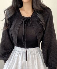 Amulet/アミュレット Amulet リボン付きボレロカーディガン レディース トップス 長袖 ショート丈 無地 春服 秋 10代 20代 30代 韓国ファッション 可愛/505247422