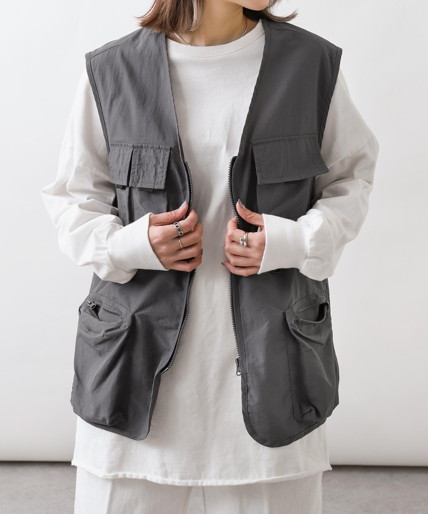 SEAL限定商品 TR CARGO VEST カーゴポケット ZIP ベスト