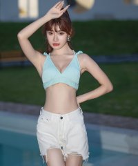 TeddyShop/テディショップ Teddyshop レディース水着 2WAYレースアップフリルビキニ+デニムショートパンツ 3点セット/505252411