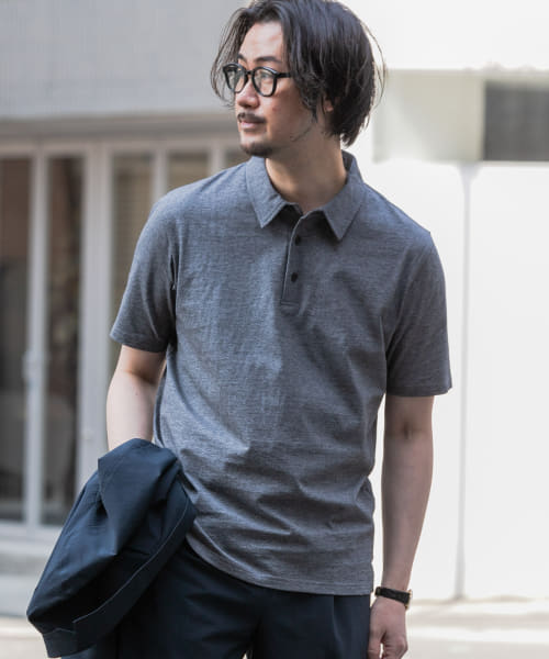 OZONE community デザイン　半袖　ポロ　シャツ SS】MEN DOT MESH COOL ワイドスプレッドカラー 半袖ポロシャツ