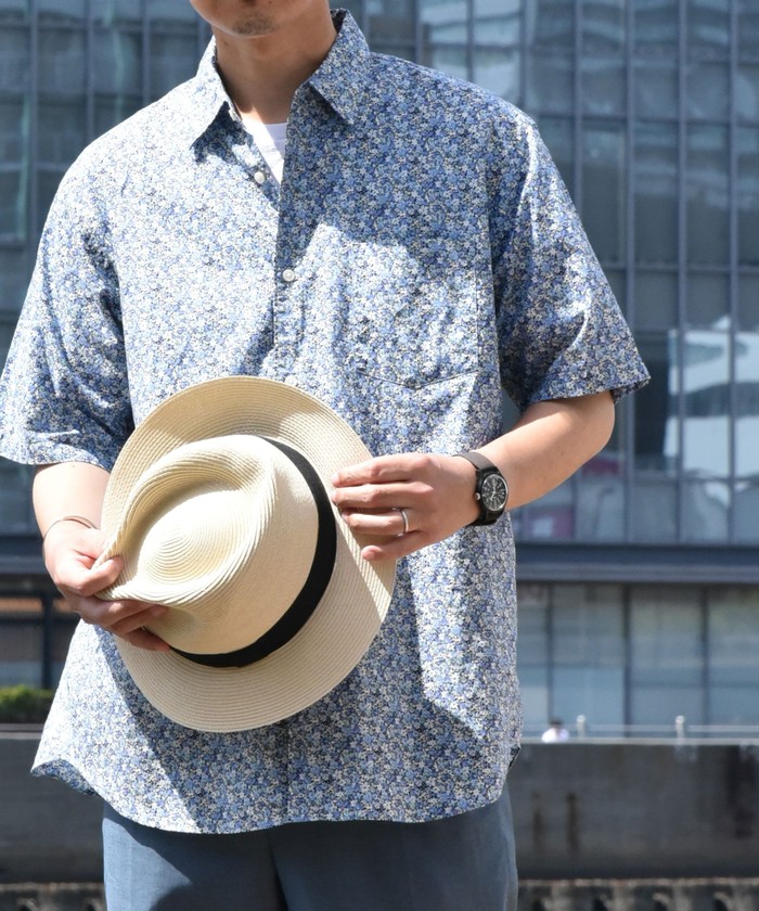 セール 30%OFF】SHIPS any: RELAX 小花柄 レギュラーカラー 半袖