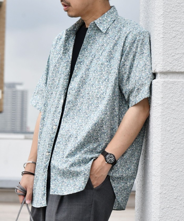 FRNCH/半袖シャツ/S/アクリル/WHT 25SS】MEN ドットプリント 半袖シャツ ライトグレー 071452023