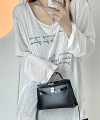 SEU/シアー英字プリントTシャツ ロゴT ゆったり 体型カバー 涼しげ 冷房対策 紫外線対策 韓国ファッション SEU/505255860