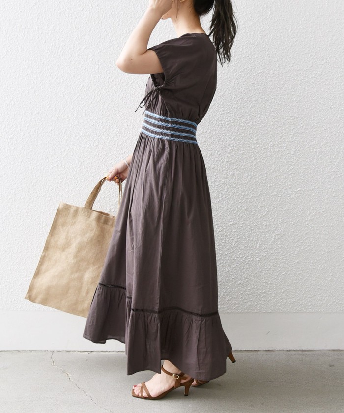 美品♡habi シルクライクティアードワンピース スモークティアードロングワンピース | ファッション通販サイト NUGU