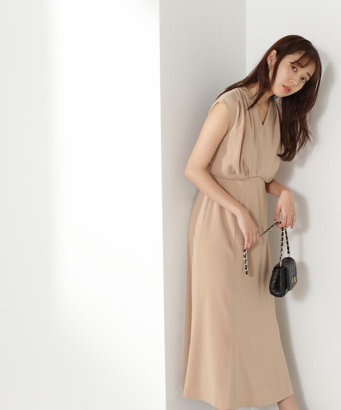 セール 50%OFF】Vネックドレープタックワンピース(505236896