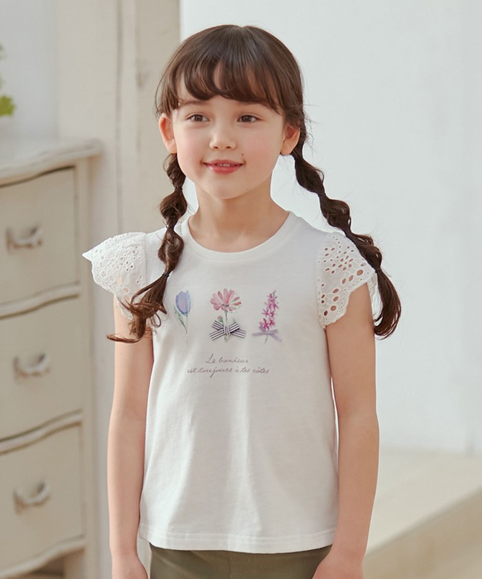 新品同様(洗濯済) センソユニコ スパンコールお花がかわいい 半袖カットソー セール】フラワー スパンコール Tシャツ(505259263