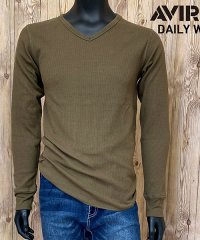 TopIsm/トップイズム TopIsm AVIREX アビレックス ロングTシャツ メンズ 長袖 ロンT Tシャツ サーマル VネックTシャツ 無地 デイリーインナー カッ/505260402