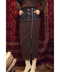 KOH.style/DENIM DOCKING RIB KNIT SKIRT/505247299