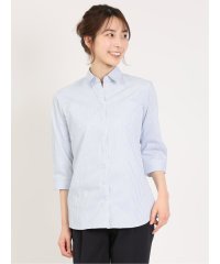 m.f.editorial/形態安定 ストレッチ スキッパーカラー 7分袖シャツ/505264609