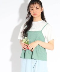 PINK-latte/【2点セットアイテム】ふくれ素材キャミ+Tシャツセット/505265099