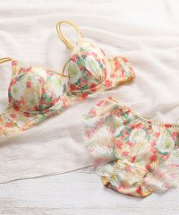 Mon cher pigeon*/A～Fカップ【2点セット】トリエブーケ ブラジャー ショーツ セット レースアップ 大きいサイズ/505243606