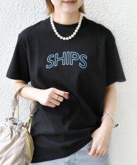 SHIPS WOMEN/* SHIPS ラウンド プリント ロゴ TEE ◇/505267017