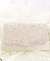 Lace Ladies/レースレディース Lace Ladies ビジューフレームサテンプリーツクラッチバッグ/505267098