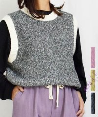 ARGO TOKYO/By Color Knit Vest 25063 バイカラーニットベスト　ニットベスト　ニットジレ　バイカラー　配色　ラメ入り　ラメ入りニット　春ニット/505268553