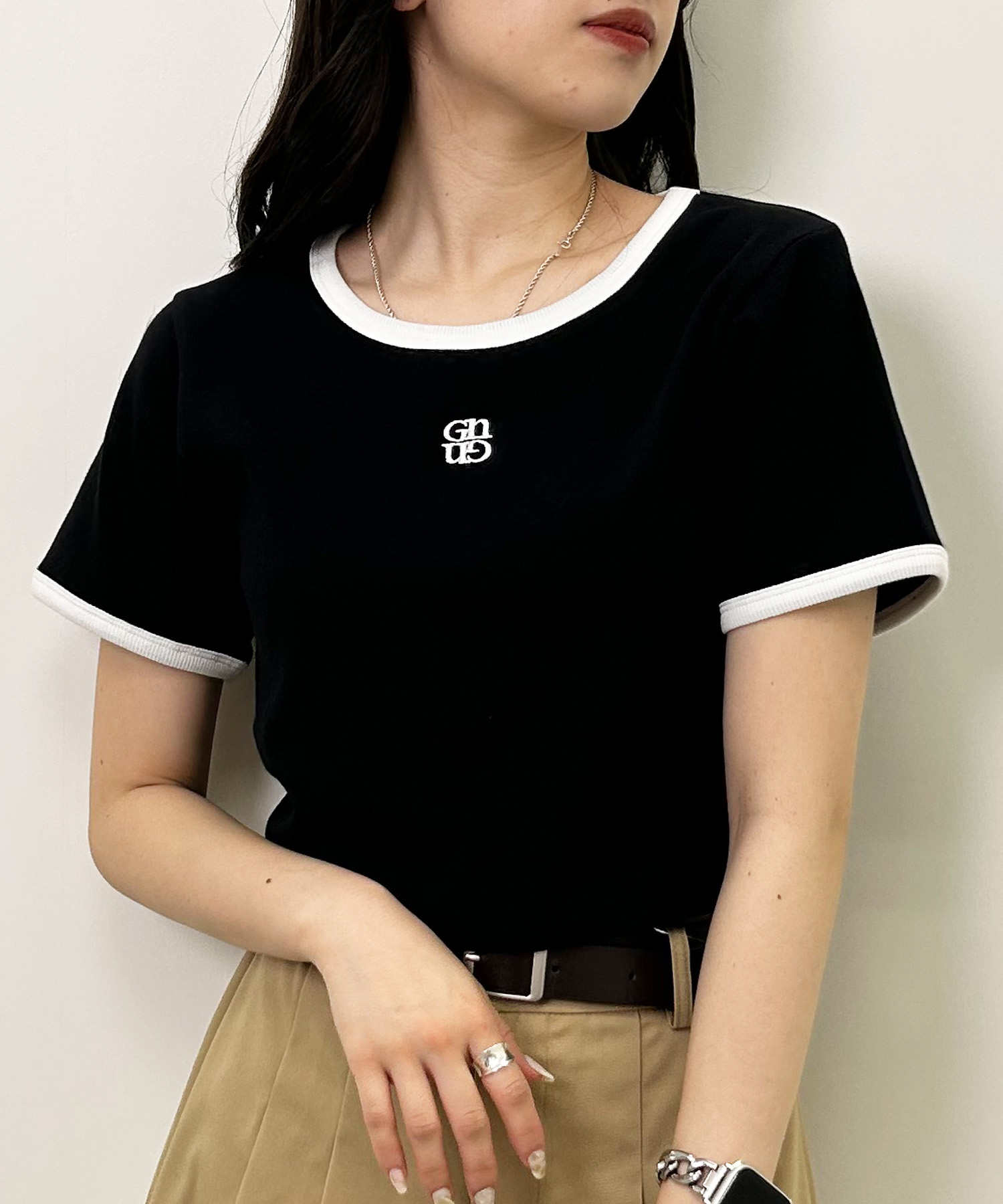 45R ギマニットのショートスウェットTシャツ　ゆったり　サイズ0 R刺繍 スポーツロゴ刺繍ドロストTシャツ[mf024] | レディース