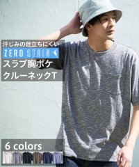 JEANS MATE/ジーンズメイト JEANS MATE 【ZEROSTAIN】着るだけで 汗染み対策 スラブ生地 胸ポケット付き クルーネックT 定番の 丸首/505253195